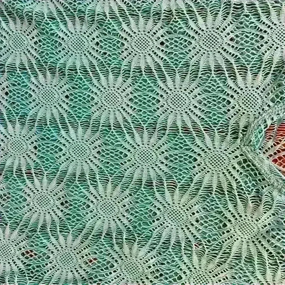 Elif for Jordan Taylor Swimsuit Cover Up Teal Floral Crochet Beach Festival Swim - Picture 9 of 9